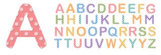 American Traditional Chipboard Alphabet - Flock Dot