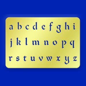 American Traditional Brass Stencil - Alphabet - Lower Case Calligraphy 1/4"