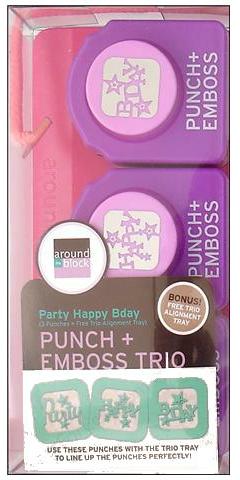 Around The Block Embossing Punch Trio - Happy Birthday