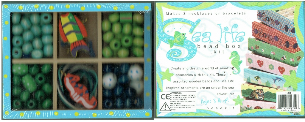 Bead Bazaar Hand Crafted Wood Box Bead Kit Small - Sea Life