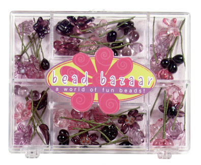 Bead Bazaar Flower Power Glass Hair Wrap Kits - Pink/Purple