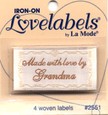 Lovelabels Iron on Labels - Label Made with Love By Grandma 4 ct