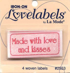 Lovelabels Iron on Labels - Label Made with Love & Kisses 4 ct