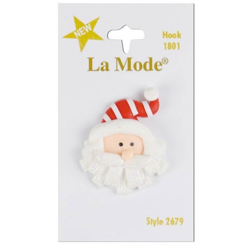 Blumenthal LaMode Buttons - Santa Face Buttons, 1 3/8 in (34mm) - 1 Piece