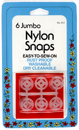 Collins Nylon Snap Jumbo Clear 6 sets