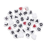 Darice 7mm Round Alpha Bead Heart Shaped 250/pkg