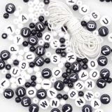 Darice 7mm Round Alpha Beads Black/White 800 pc