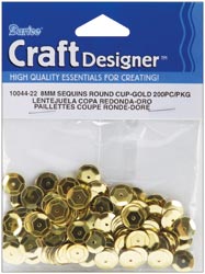 Darice Cup Sequins, 8mm Gold 200/pkg