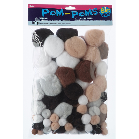 Darice Big Value Assorted Pom Poms - Animal