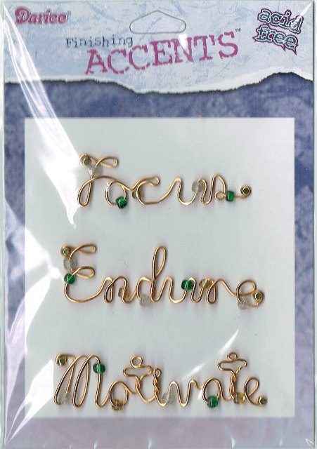 Darice Finishing Accents - Gold Wire Words - Focus, Endure, Motivate