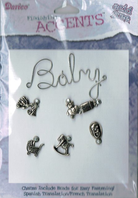 Darice Finishing Accents - Silver Wire Word and Charms - Baby