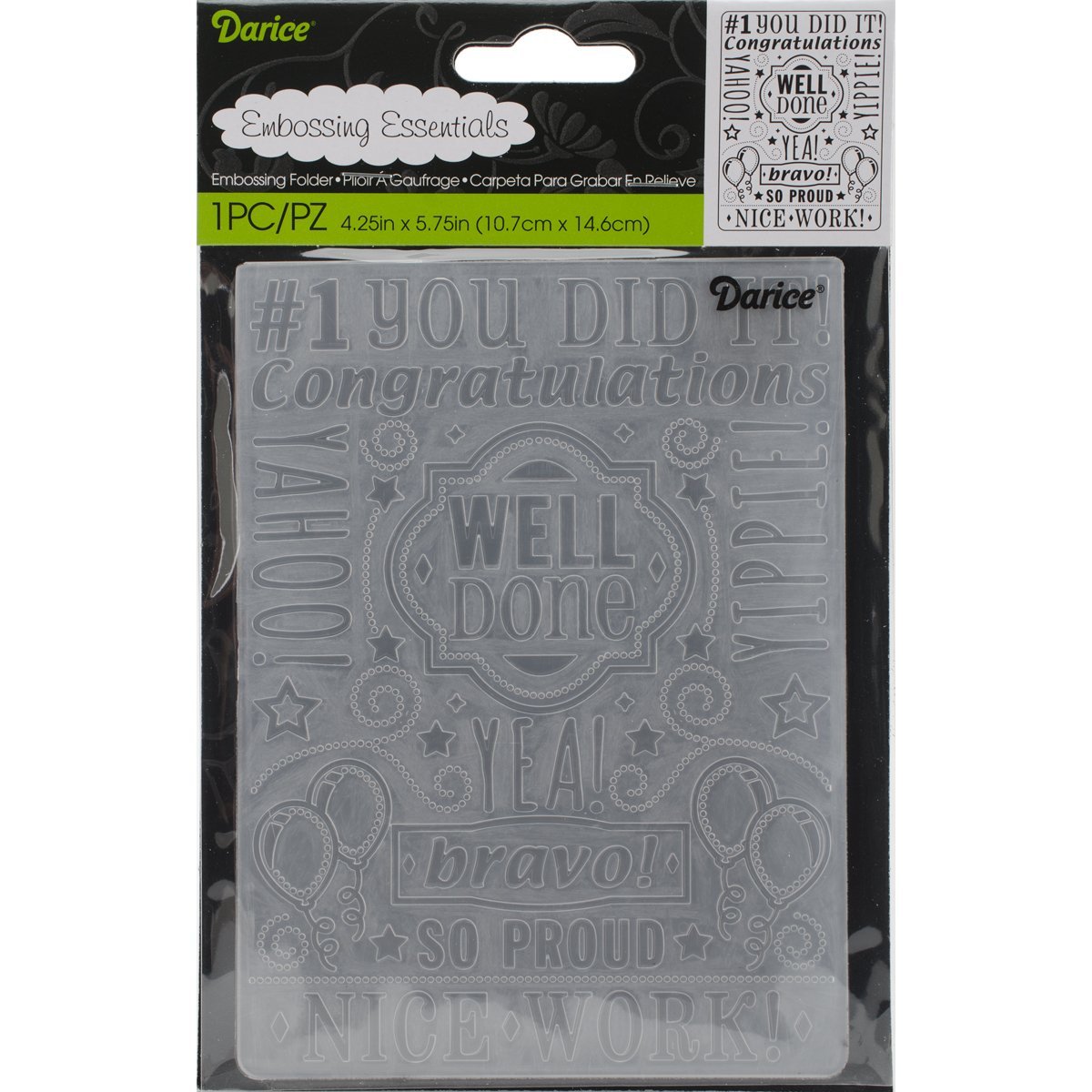 Darice 4.25" X 5.75" Embossing Folder - Congrats Collage