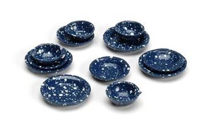 Darice Timeless Minis - Plates & Bowls, Blue Splatterware