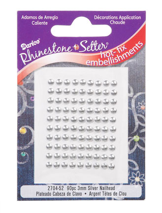 Darice Hot Fix 3mm Silver Nailheads, 90 pc