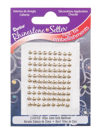 Darice Hot Fix 3mm Gold Nailheads, 90 pc