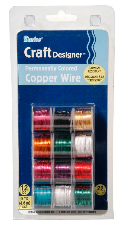 Darice Craft Designer Permanent Color Copper Wire 12 Pack, 22 Gauge