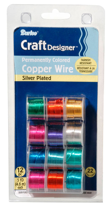 Darice Craft Designer Permanent Color Copper Wire Silver Plated 12 Pack, 22 Gauge