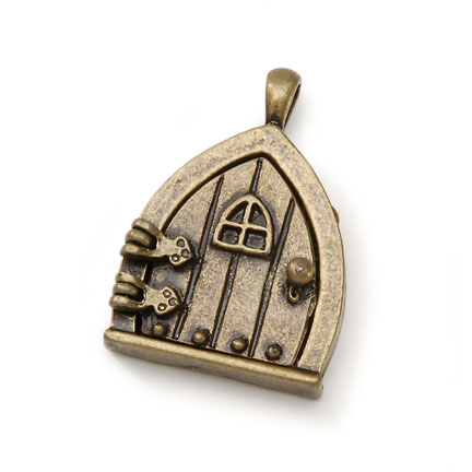 Darice Fairy Door with Triangle Window - Antique Bronze