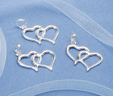 Victoria Lynn Double Heart Outline Charms Silver - 20