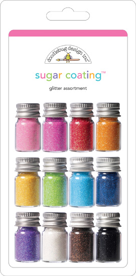 Doodlebug Sugar Coating Glitter Assortment 5 Gram Bottles 12/Pkg