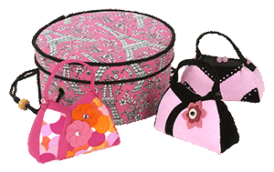 Dritz 5th Edition Collectible Cushions - Pink Print Purse - 5" x 4 1/2" x 1 1/2"