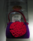 Dritz St. Jane Pincushion Purse Purple with Red Rose 3.5"x 2.5".
