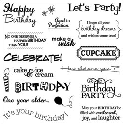 Fiskars Simple Stick Cling Rubber Stamps 8"X8" Sheet - Birthday Cheer