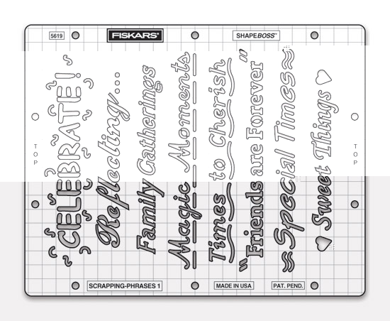 Fiskars ShapeBoss Stencil Set - Scrapbooking Phrases