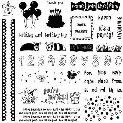 Fiskars Clear Stamps - 8" x 8" - Kids Birthday