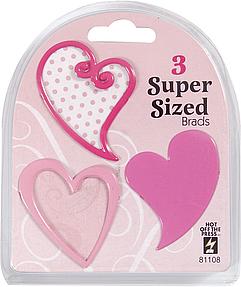 HOTP Super Size Brads - Pink Heart