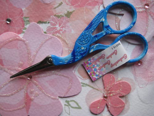 Hemline Stork Scissors - Blue Floral