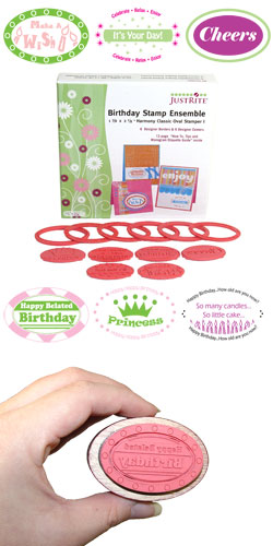 Just Rite Stampers - Birthday Stamp Ensemble - Oval Stamper I