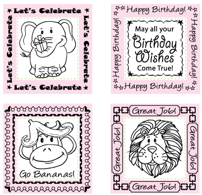 Just-Rite Stampers - Let's Celebrate Decorative Border & Center Set 2" Square