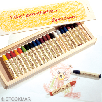 Stockmar Wax Stick Crayons Wooden Box - 24 Assorted