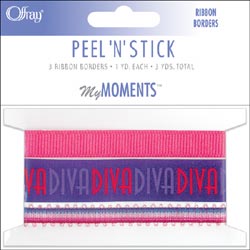 Offray Ribbon Borders 3 Styles/1 Yard Each Per Pkg - Diva