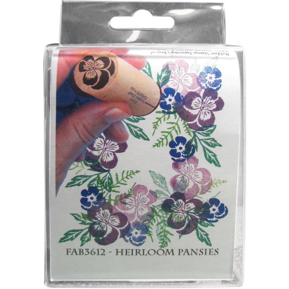 Rubber Stamp Tapestry Fabric Stamp Set - Heirloom Pansies