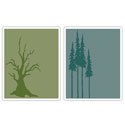 Sizzix - Texture Fades Embossing Folders - Tim Holtz - Branch Tree & Tall Pines