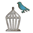 Sizzix - Movers & Shapers - Tim Holtz Dies - 2PK - Mini Bird & Cage Set