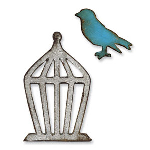 Sizzix - Movers & Shapers - Tim Holtz Dies - 2PK - Mini Bird & Cage Set