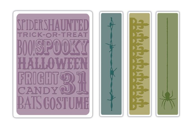 Sizzix - Texture Fades Embossing Folders - Tim Holtz - Halloween Background & Borders Set