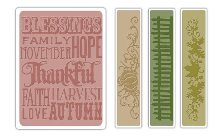 Sizzix - Texture Fades Embossing Folders - Tim Holtz - Thankful Background & Borders Set