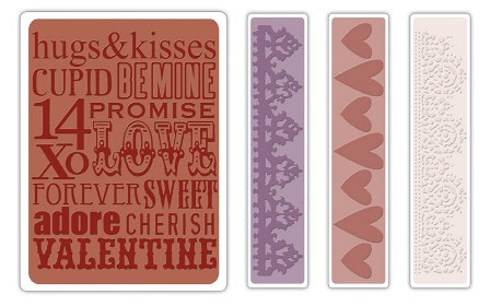 Sizzix - Texture Fades Embossing Folders - Tim Holtz - Valentine Background & Border Set