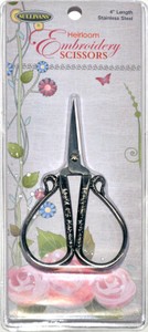 Sullivans 4" Antique Silver Large Teardrop Handle Heirloom Embroidery Scissors 4in