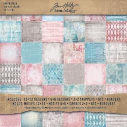 Tim Holtz Idea-Ology Paper Stash Stack 12"X12" 36 Sheets - Vintage Shabby