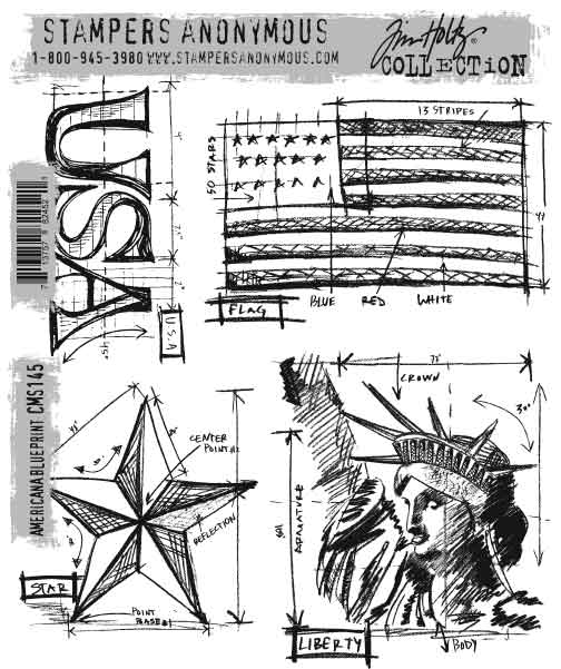 Tim Holtz Stamps - Americana Blueprint