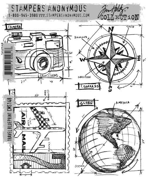 Tim Holtz Stamps - Travel Blueprint