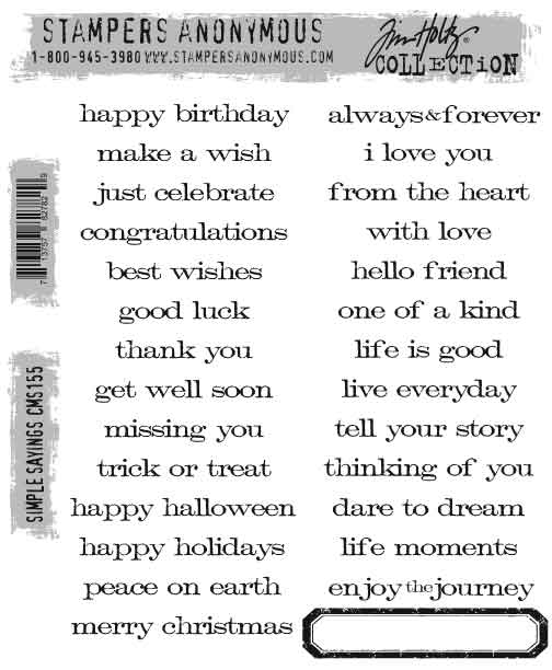 Tim Holtz Stamps - Simple Sayings