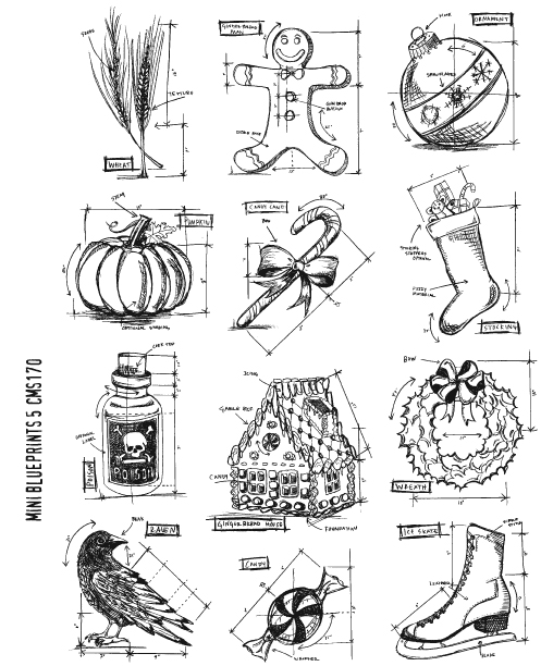 Tim Holtz Stamps - Mini Blueprints