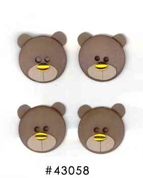 Westrim Paper Bliss Button Embellishment Brown Bears 4 pc