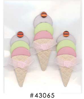 Westrim Paper Bliss Button Embellishment Ice Cream 3 pc.